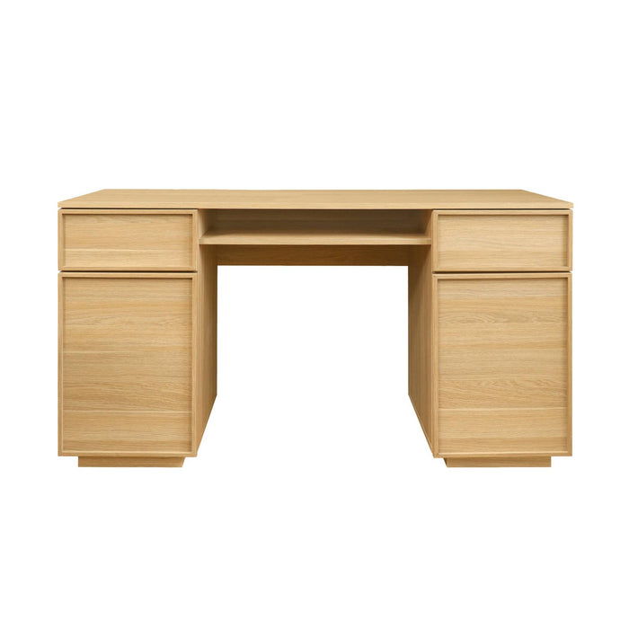 sweeek - Bureau houteffect bureau 2 deuren 2 laden 1 nis 140cm