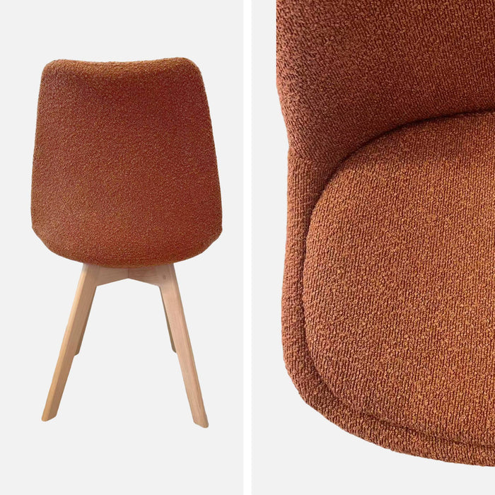 sweeek - Getextureerde bouclé Scandinavische stoelen met beukenhouten