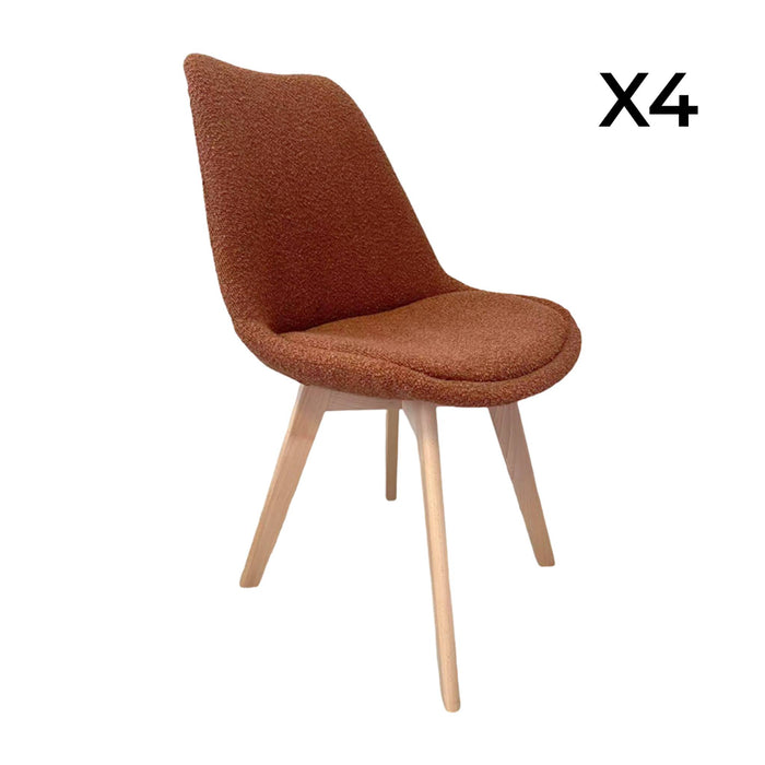 sweeek - Getextureerde bouclé Scandinavische stoelen met beukenhouten