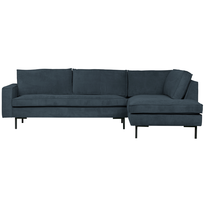 WOOOD Arwin Hoekbank Rechts - Ribstof - Staalblauw