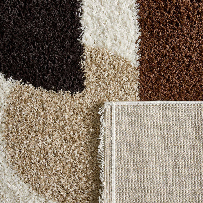 sweeek - Shaggy binnentapijt met cirkelpatronen beige, bruin, zwart