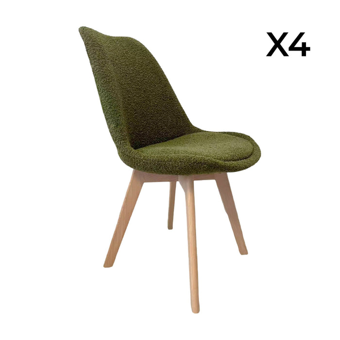 sweeek - Getextureerde bouclé Scandinavische stoelen met beukenhouten