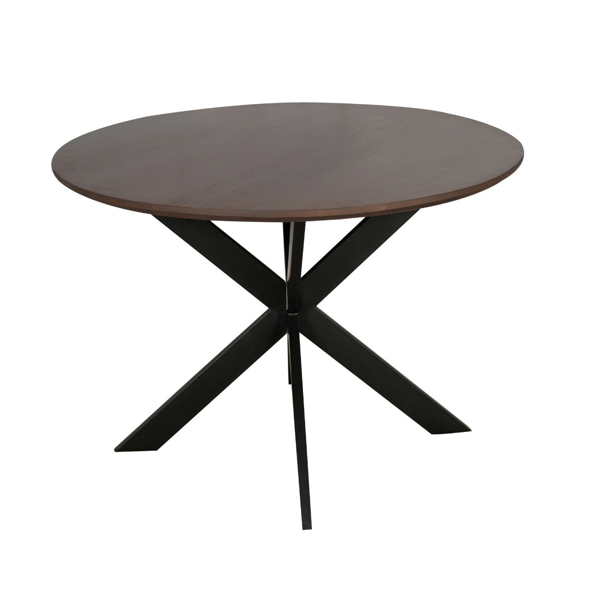 StarFurn - Eettafel Rond Walnoot|Zwart - 110x110x76cm - Madison