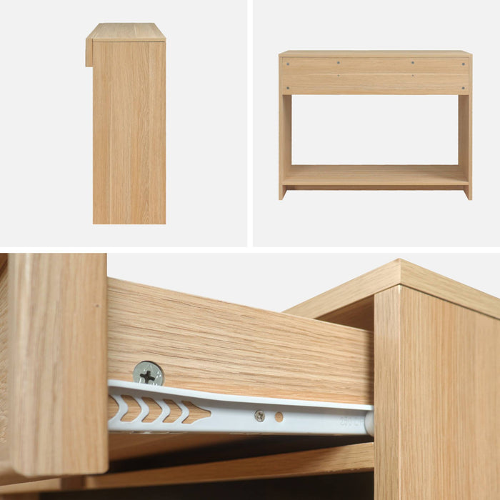 sweeek - Sidetable houteffect 2 lades en plank