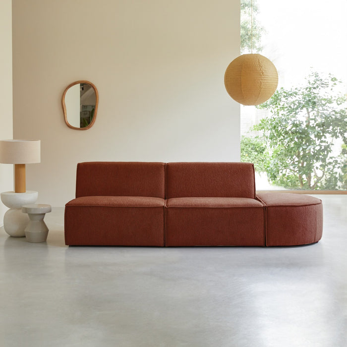 Tikamoon - Dario modulaire 2-zitsbank van mahoniebruine stof