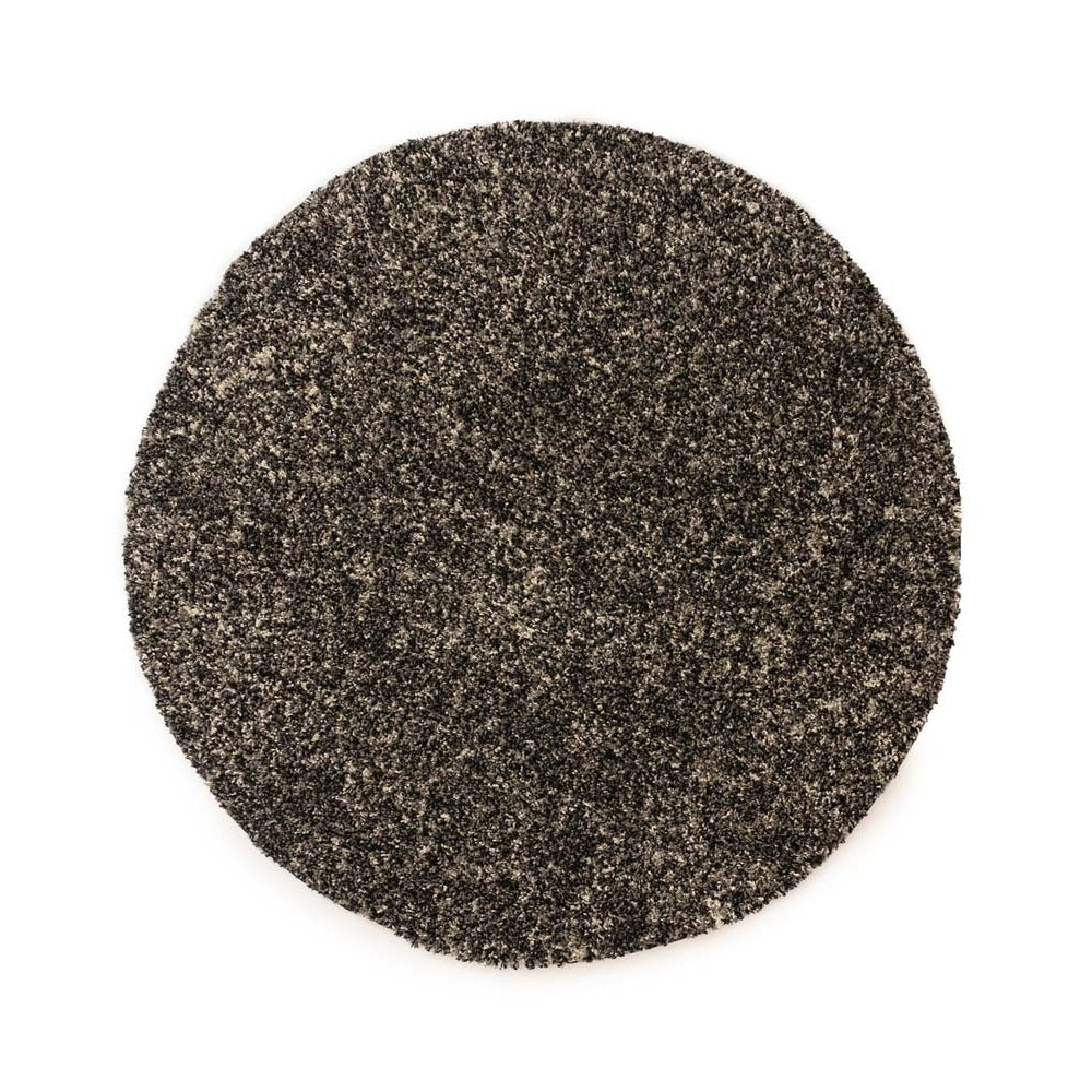 Tapeso Rond hoogpolig vloerkleed - Blend zwart|grijs - 80 cm