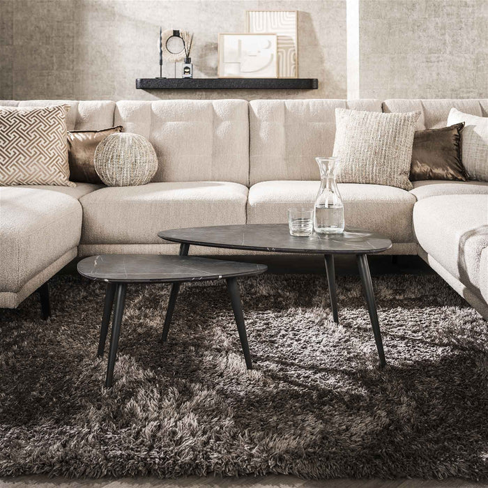 Giga Meubel - Salontafel Keramieklook - Set van 2 - Pear