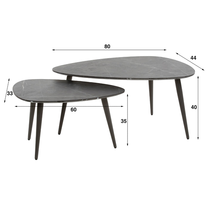 Giga Meubel - Salontafel Keramieklook - Set van 2 - Pear