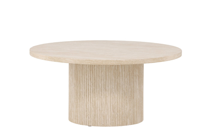 Fjôrd - Salontafel Rond - Beige Travertinlook MDF - 80x80x38cm - Härön