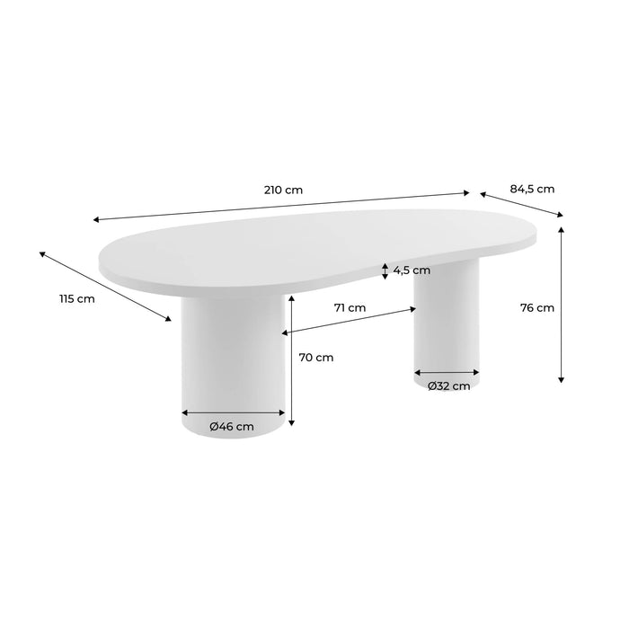 sweeek - Organische eettafel rubberhoutstructuur 8 personen 210cm