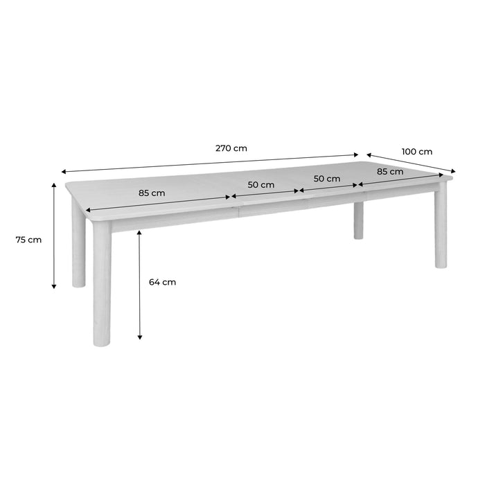 sweeek - Rechthoekige uitschuifbare eettafel van rubberhout en