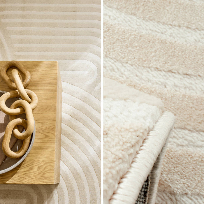 sweeek - Crèmekleurig tapijt met boogmotief voor binnen