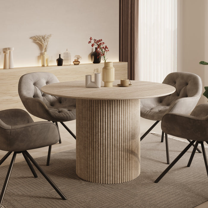 Meubella - Modena - Eetkamertafel - Travertin - 120x120x76 cm