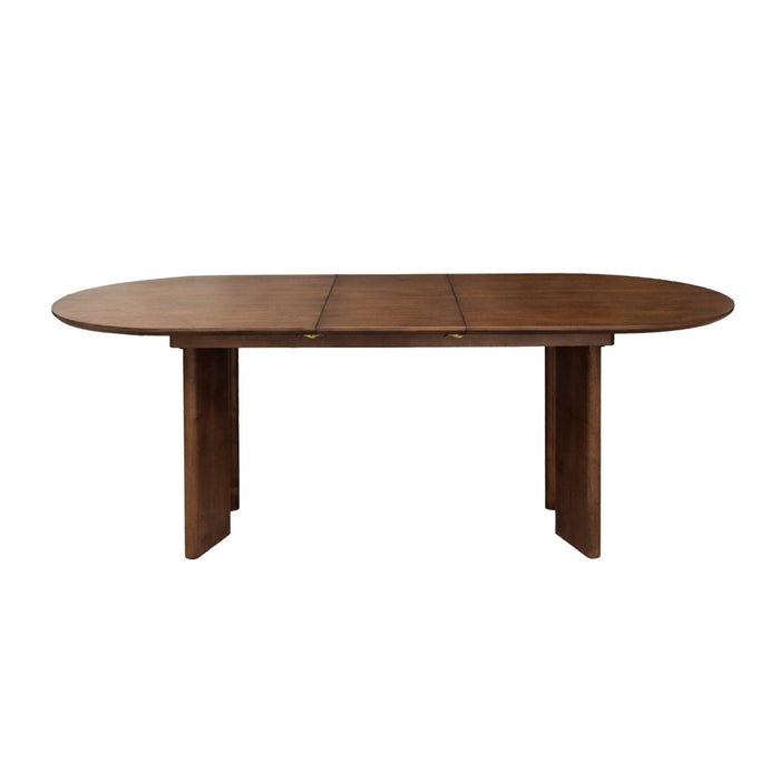 sweeek - Ovale uitschuifbare eettafel rubberhout en eikenfineer 6-8