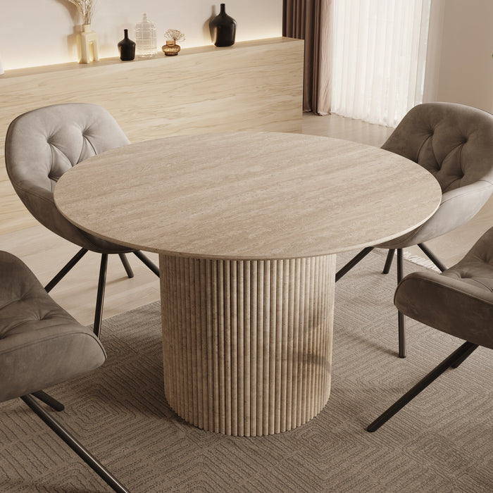 Meubella - Modena - Eetkamertafel - Travertin - 120x120x76 cm