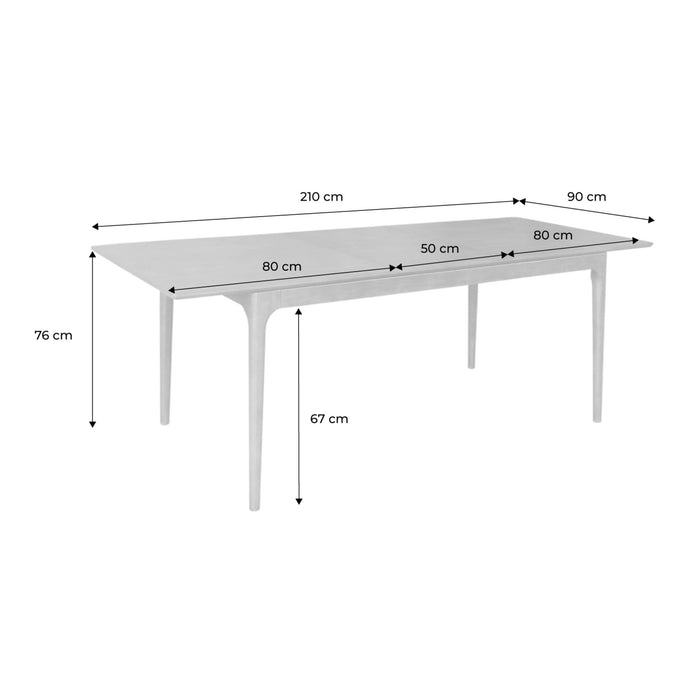 sweeek - Uitschuifbare eettafel rechthoekig rubberhout en essenfineer