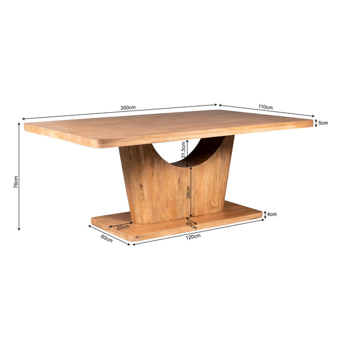 StarFurn - Eettafel Rechthoek Naturel Hout - 200x110x76cm - Voco