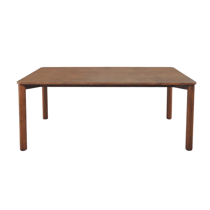 sweeek - Eettafel rubberhout en eikenfineer rechthoekig 6 plaatsen