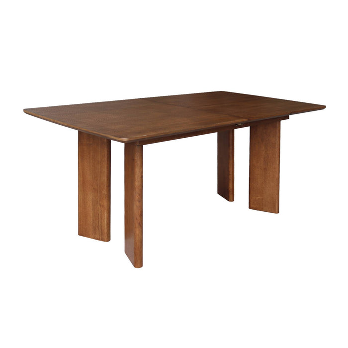 sweeek - Uitschuifbare rechthoekige eettafel rubberhout en eikenfineer