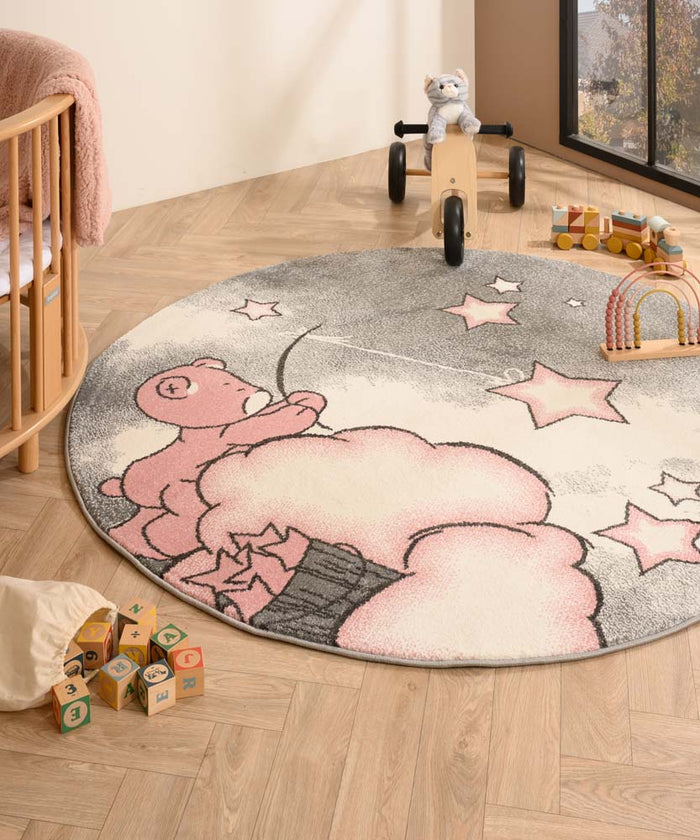 Tapeso Kindervloerkleed rond - Beer roze - 120 cm