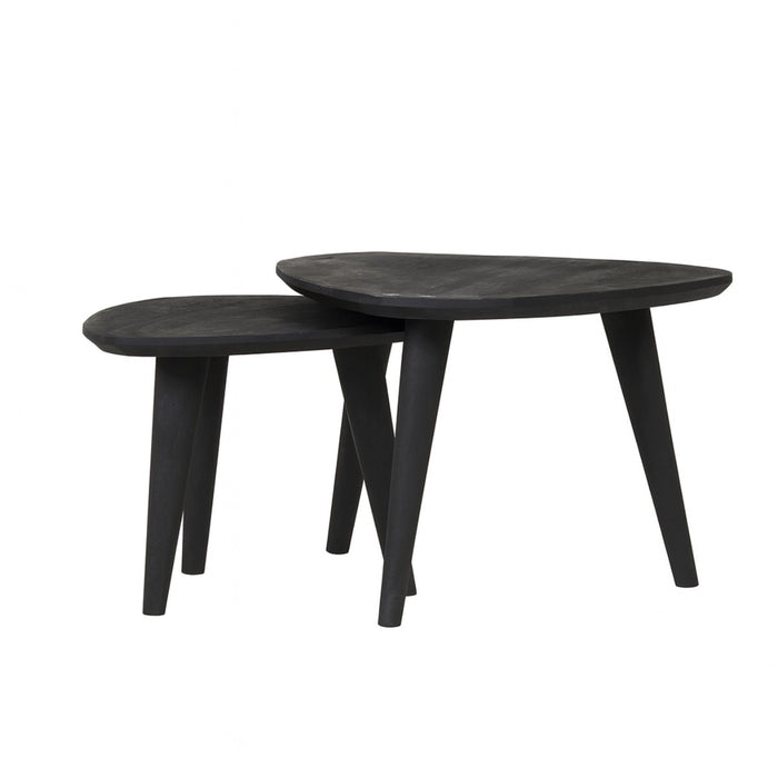 StarFurn - Salontafel Organisch Zwart Hout - Set van 2 - Omaha