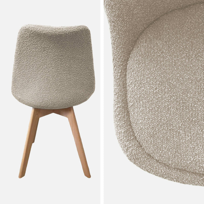sweeek - Getextureerde bouclé Scandinavische stoelen met beukenhouten