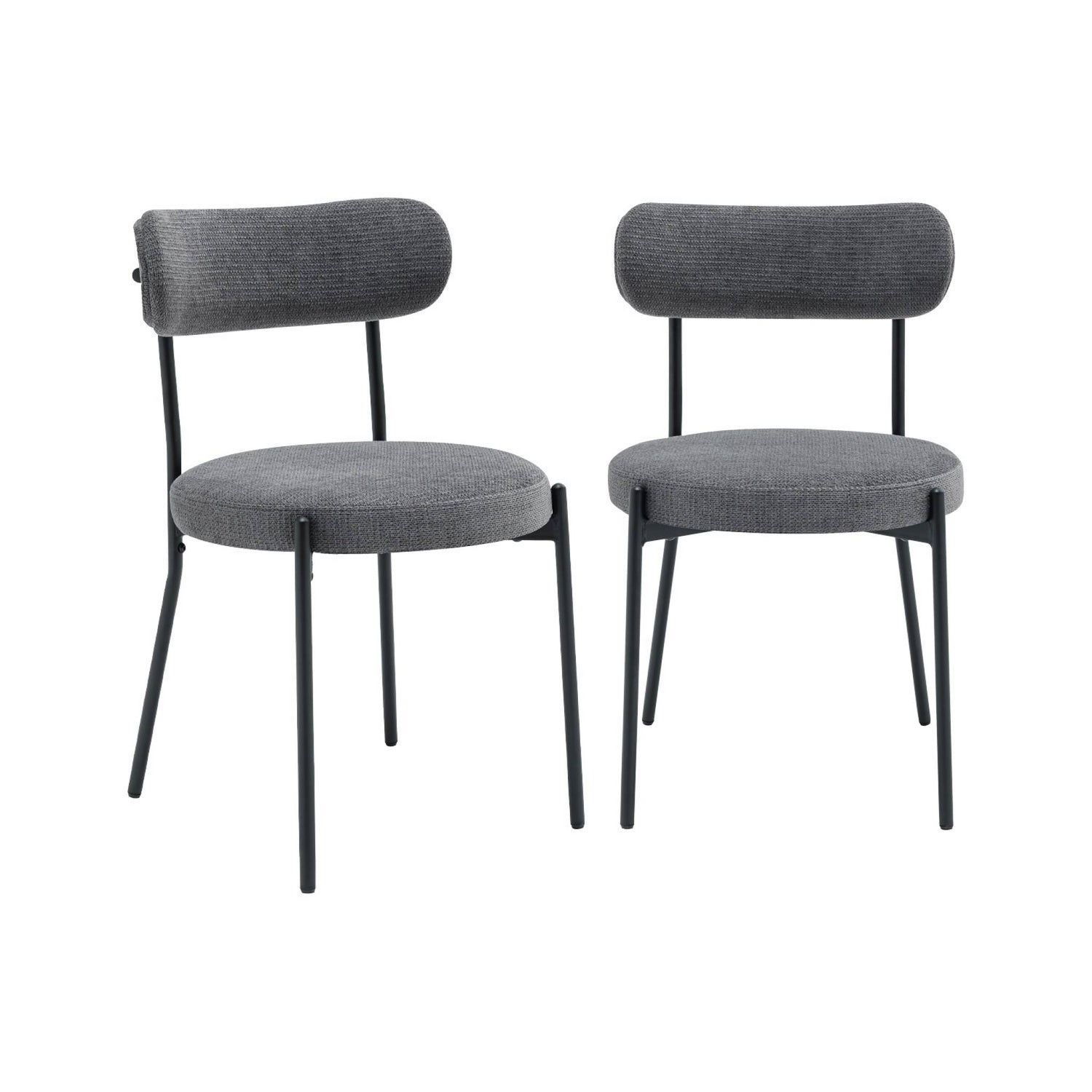 sweeek - Metaal en chenille stof stoel (set van 2)