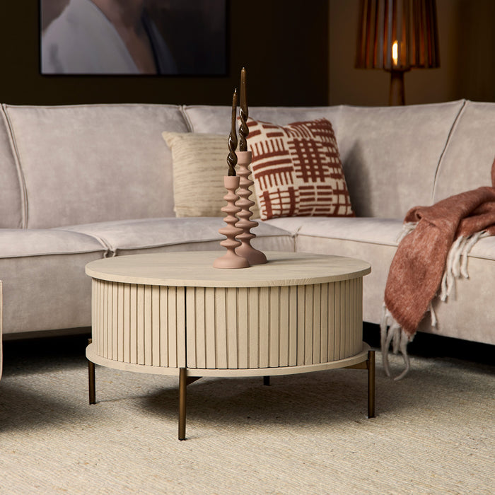 StarFurn - Salontafel Rond Zand Hout - 80x80x40cm - Madison