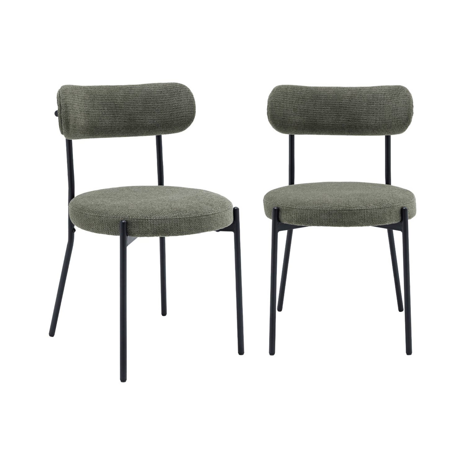 sweeek - Metaal en chenille stof stoel (set van 2)