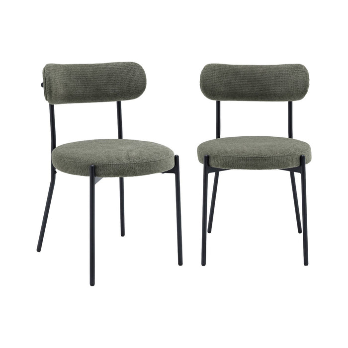 sweeek - Metaal en chenille stof stoel (set van 2)