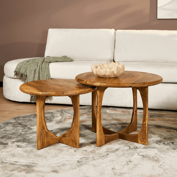 StarFurn - Salontafel Rond Naturel Hout - 70x70x50cm - Milou