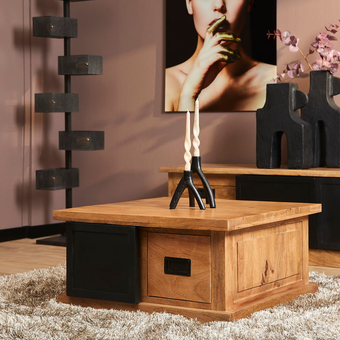 StarFurn - Salontafel Vierkant Naturel Hout - 80x80x45cm - Nashville