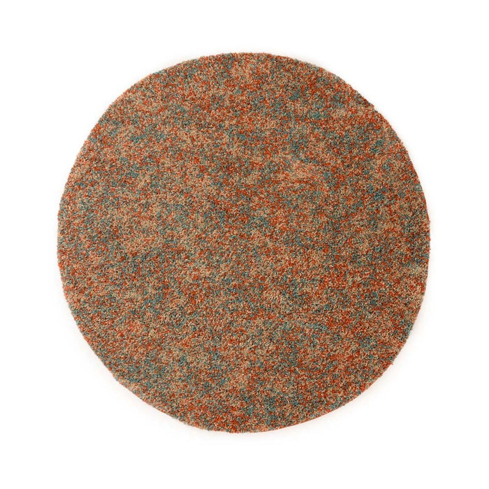 Tapeso Rond hoogpolig vloerkleed - Blend oranje|blauw - 80 cm
