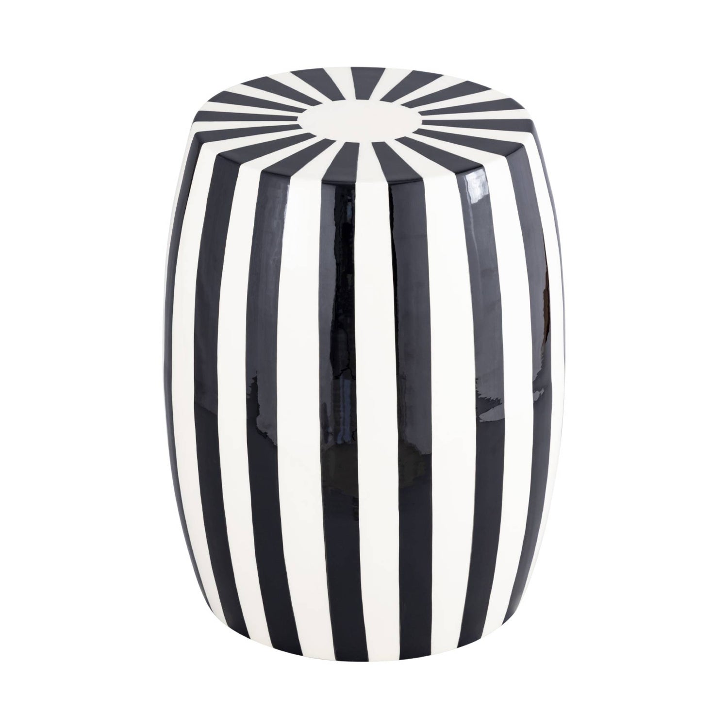 sweeek - Bijzettafel, nachtkastje van gestreept geëmailleerd staal Ø35