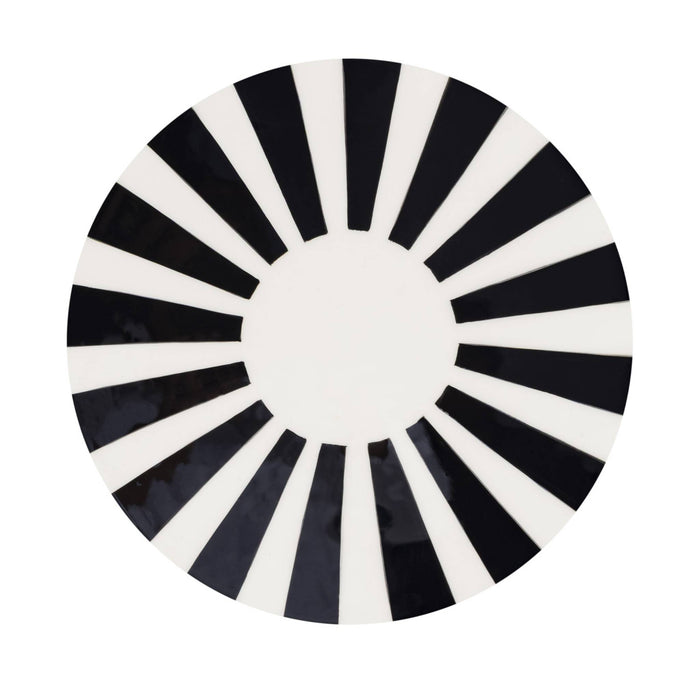 sweeek - Bijzettafel, nachtkastje van gestreept geëmailleerd staal Ø35