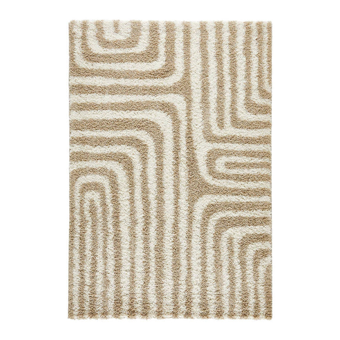 sweeek - Shaggy vloerkleed met geometrisch patroon beige