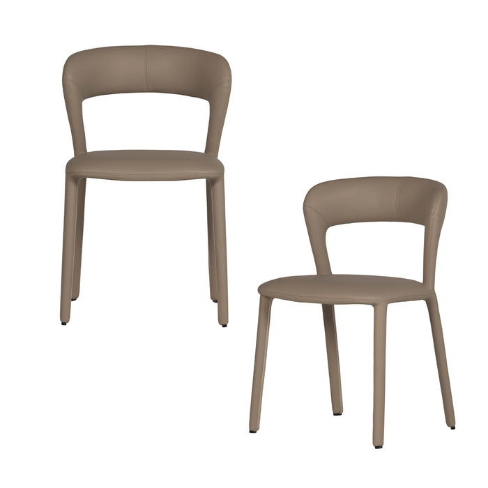 WOOOD Noble Eetkamerstoelen - Leerlook - Zand - Set van 2