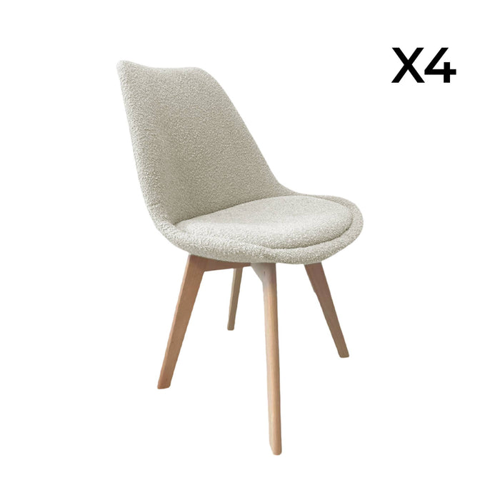 sweeek - Getextureerde bouclé Scandinavische stoelen met beukenhouten
