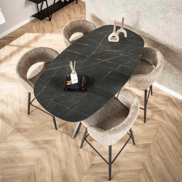 Giga Meubel - Bartafel Keramieklook - 140x80x93cm - Kruisframe