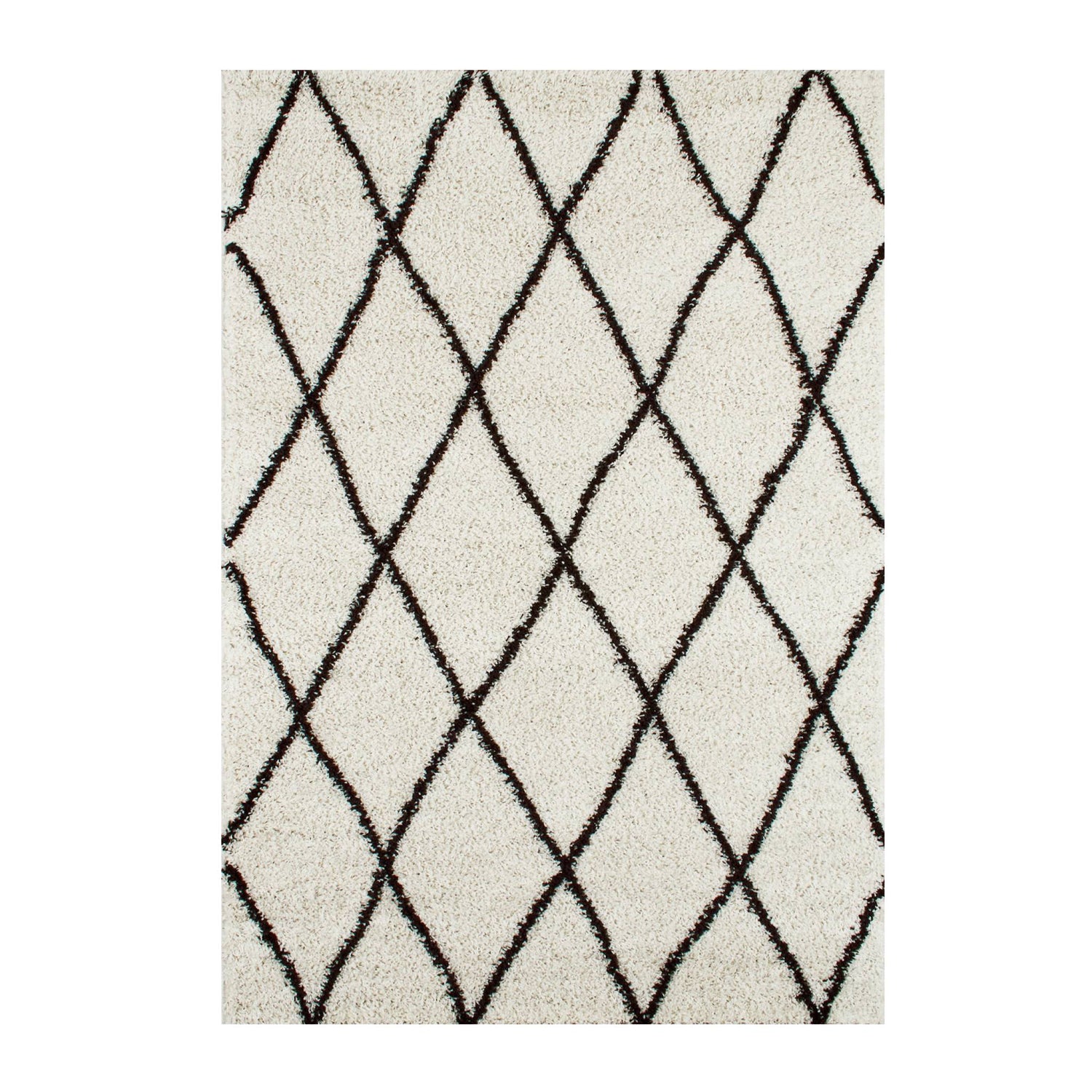 sweeek - Shaggy geruit binnenkleed, Berberse stijl, wit en zwart