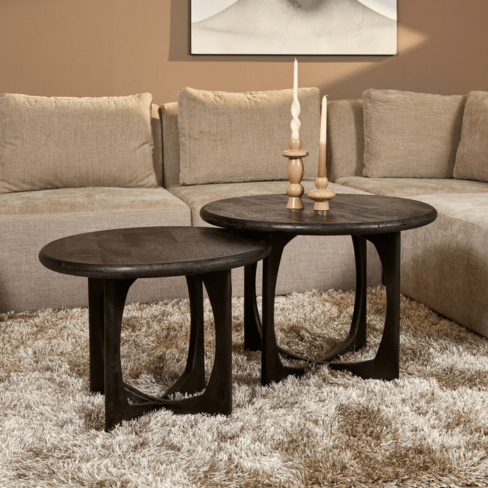 StarFurn - Salontafel Rond Zwart Hout - 70x70x50cm - Milou