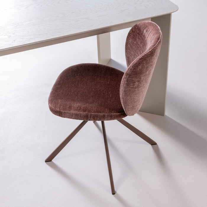 WOOOD Femke Eetkamerstoelen - Chenille - Bruin- Set van 2