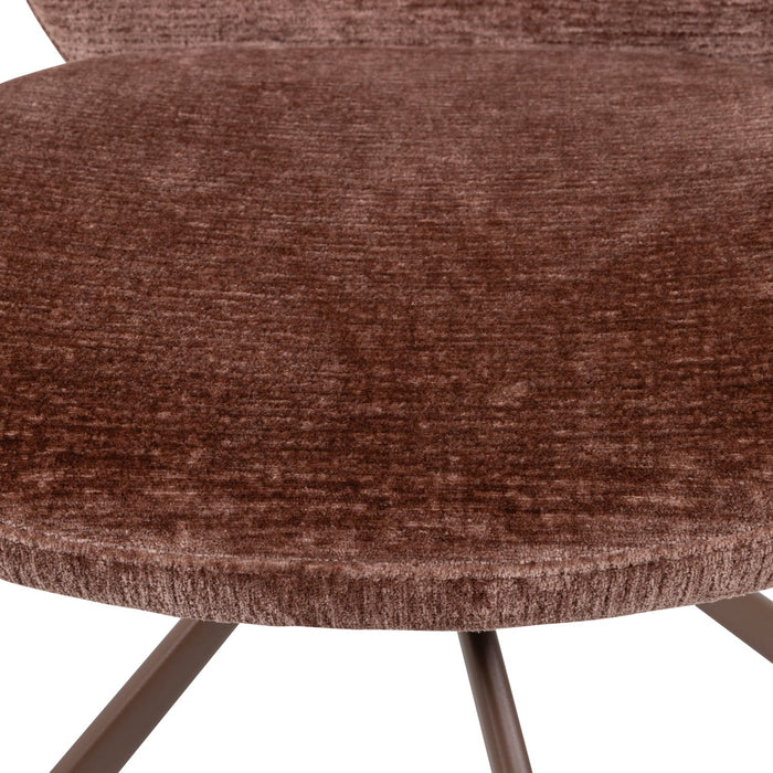 WOOOD Femke Eetkamerstoelen - Chenille - Bruin- Set van 2