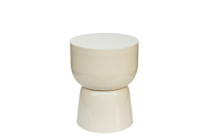 Livingfurn - Bijzettafel Rond - Off White Hout - 36x35,5x46cm - Kian