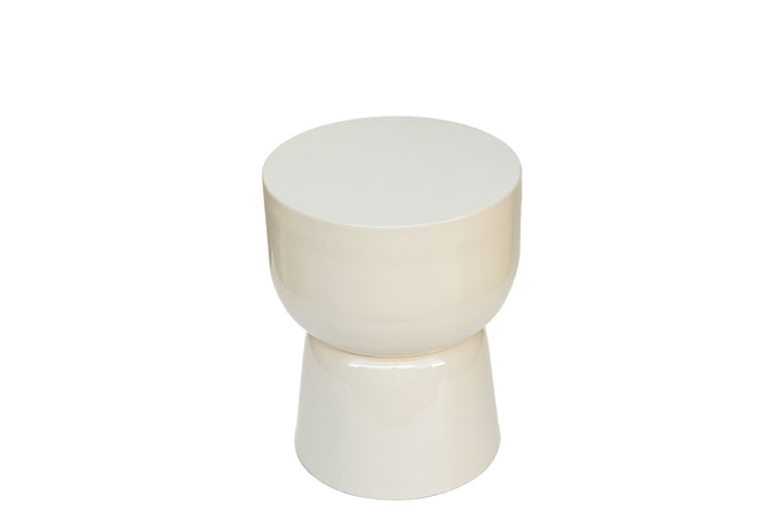 Livingfurn - Bijzettafel Rond - Off White Hout - 36x35,5x46cm - Kian