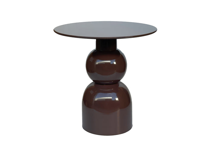 Livingfurn - Bijzettafel Rond - Bruin Staal - 50x49,5x52,5cm - Brix