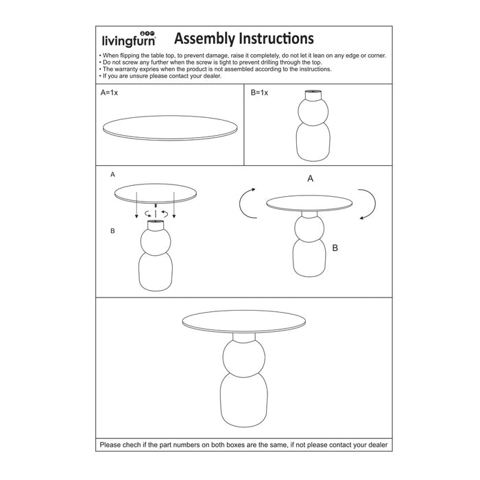 Livingfurn - Bijzettafel Rond - Bruin Staal - 50x49,5x52,5cm - Brix