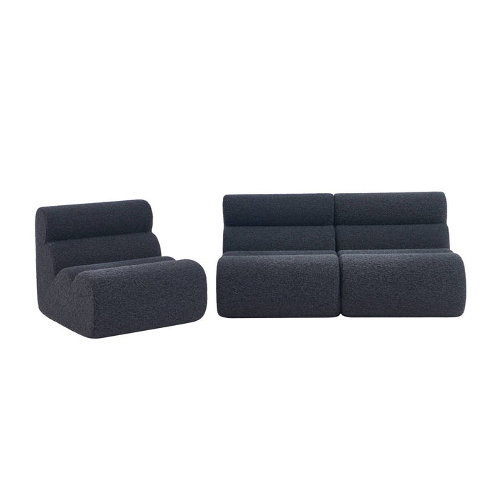 sweeek - Stoffen fauteuils effect alpaca 1 zitplaats (set van 3)