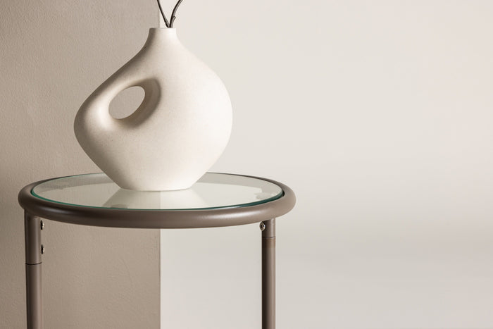 Fjôrd - Bijzettafel Rond - Bruin Glas - 35cm - Stavanger