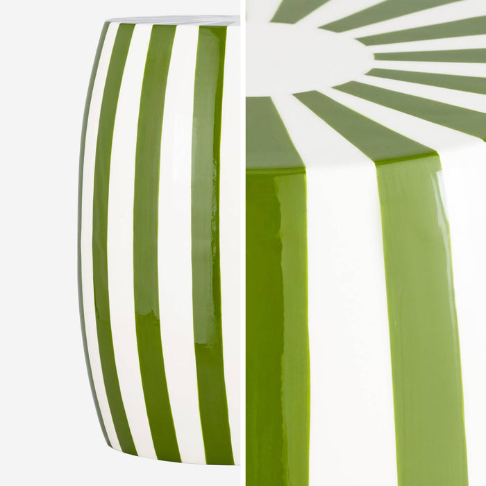 sweeek - Bijzettafel, nachtkastje van gestreept geëmailleerd staal Ø35